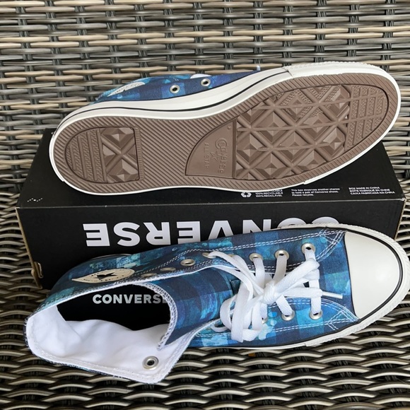 Converse Chuck Taylor All Star Hi Blue Plaid/White/Black MEN`S - Picture 4 of 16